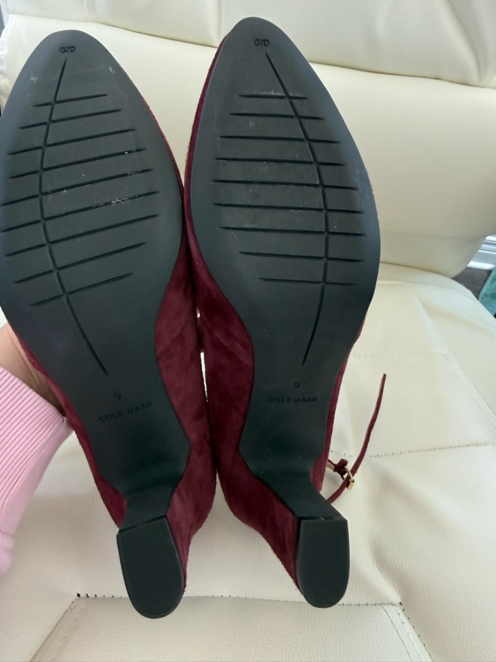 Cole Haan Burgundy/deep purple Suede Pointed-Toe Ankle-Strap Heels - Picture 3 of 8